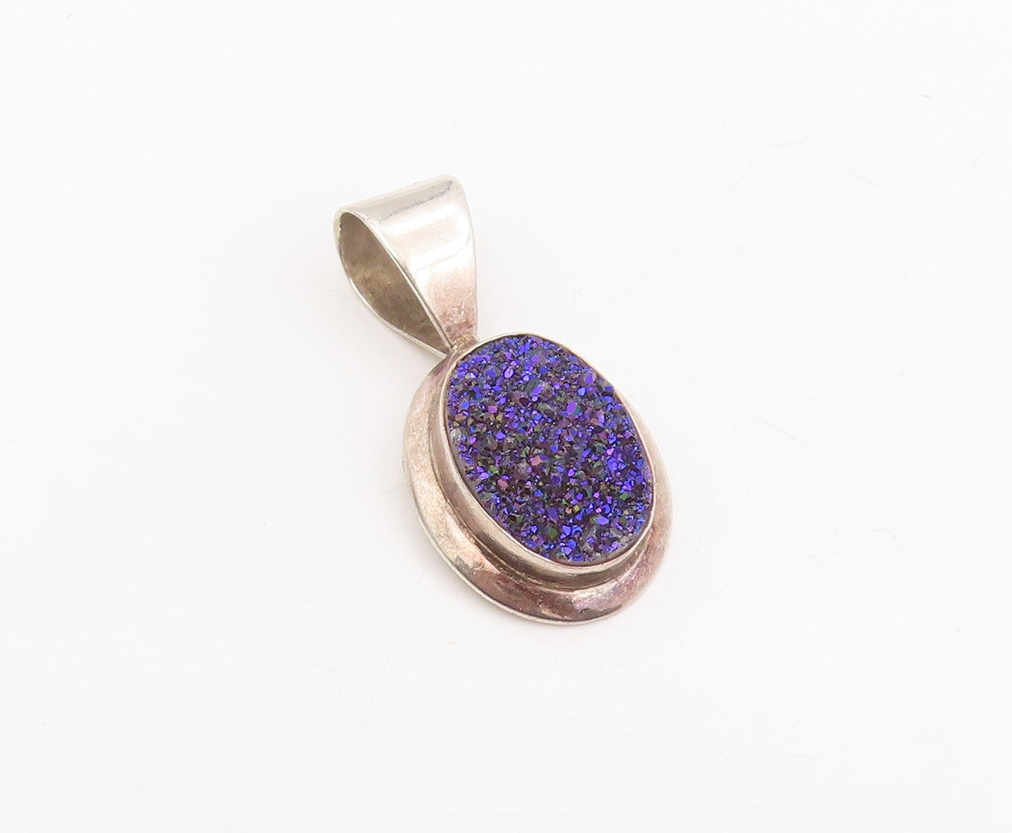 925 Sterling Silver Vintage Pendant DTR JAY KING Drusy Quartz Charm  PT25729