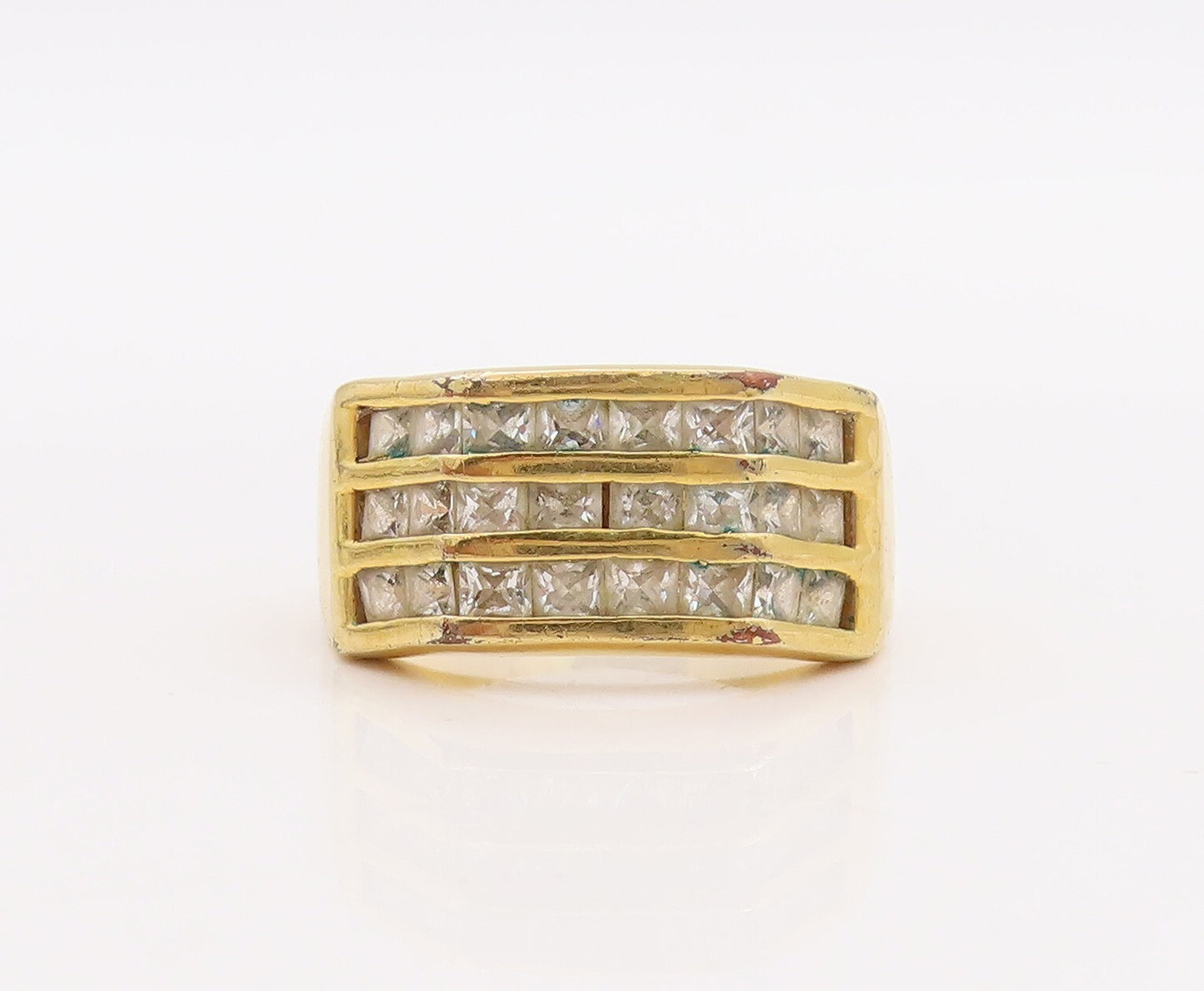 925 Sterling Silver Vintage Ring EDCO Gold Plated Topaz Bands  Sz 7.5  RG28935