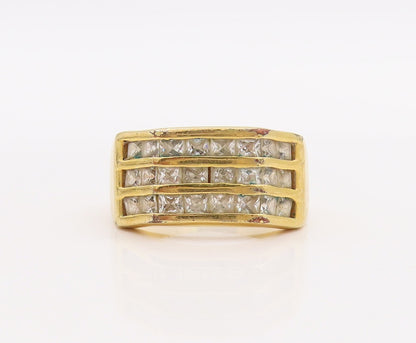 925 Sterling Silver Vintage Ring EDCO Gold Plated Topaz Bands  Sz 7.5  RG28935