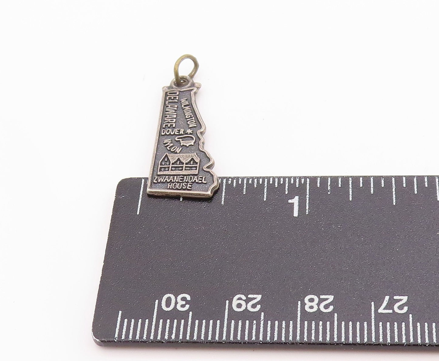 925 Sterling Silver Vintage Pendant Historic Delaware State Map Charm  PT24775