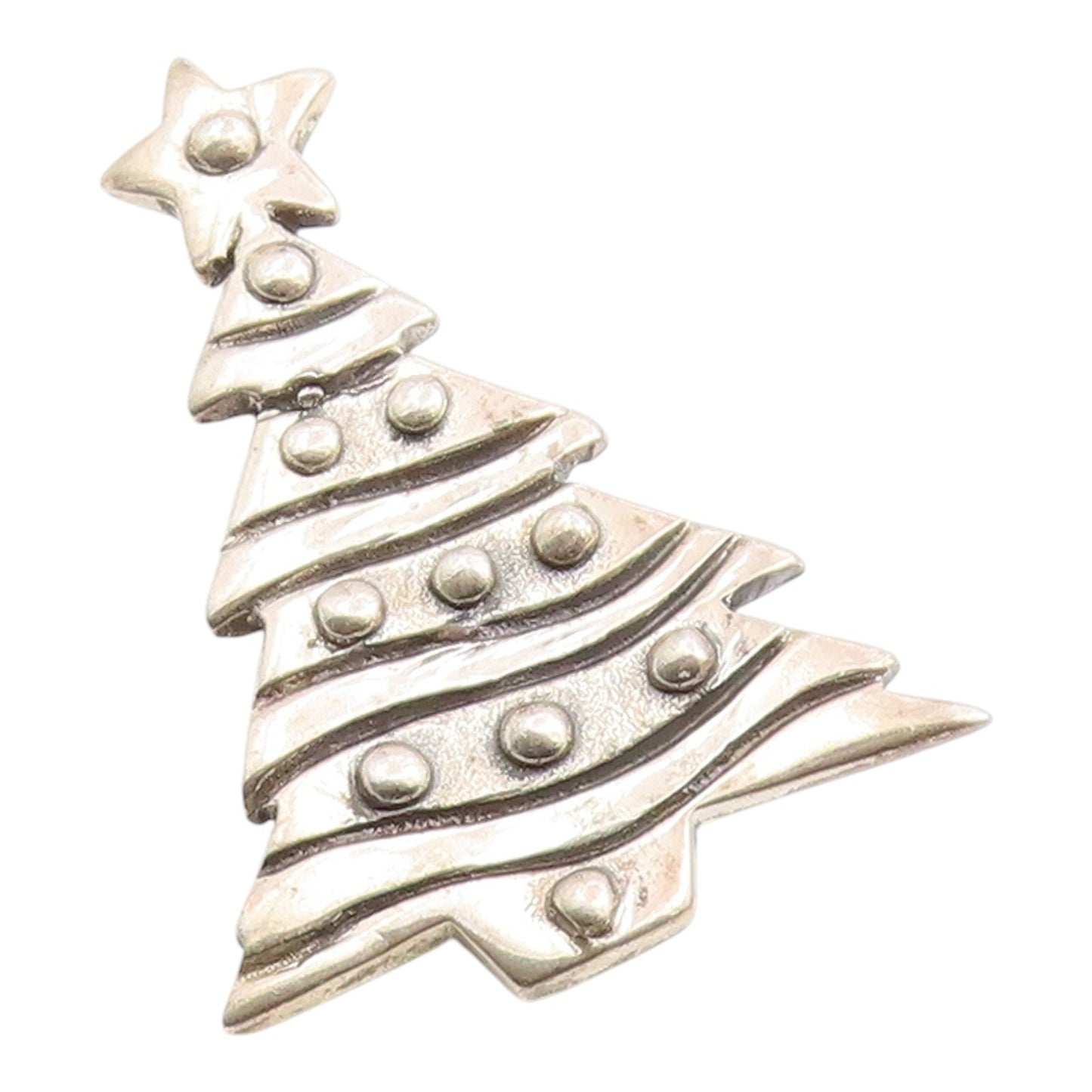 925 Sterling Silver Vintage Brooch Pin Classic Festive Christmas Tree  BP12463