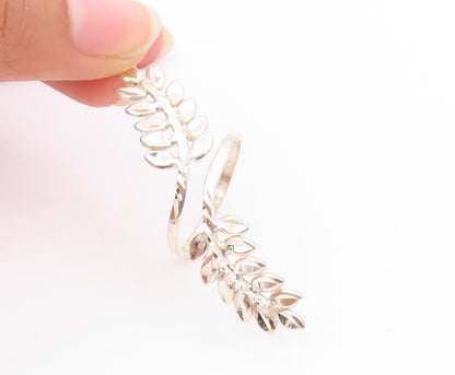 925 Sterling Silver Vintage Ring Modernist Botanical Leaf Band  Sz 11.5  RG34158