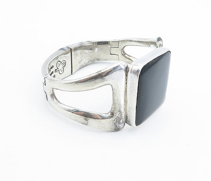 RCN MEXICO 925 Sterling Silver  Vintage Black Onyx Bangle Bracelet  BT3189