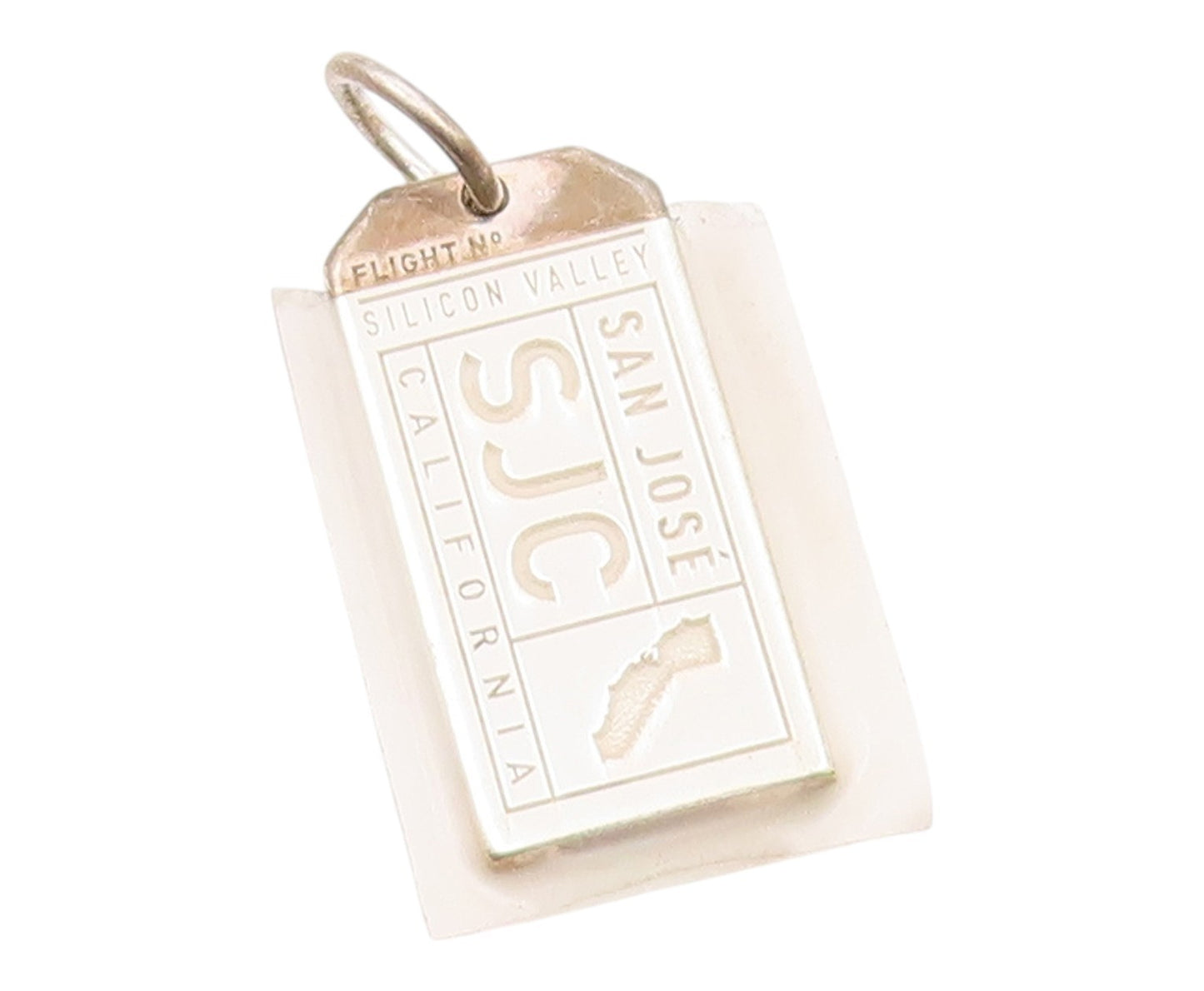 925 Sterling Silver  Shiny San Jose California 2 Tone Dog Tag Pendant  PT19440