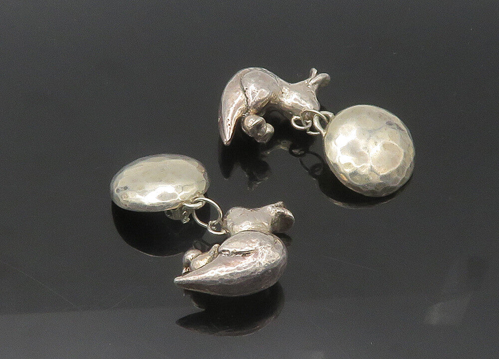 SUSAN CUMMINGS 925 Silver  Vintage Mom & Baby Duck Non Pierce Earrings EG10912