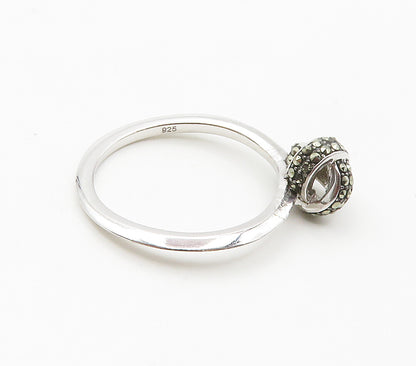 925 Sterling Silver  Shiny Marcasite Ball Knot Band Ring Sz 6.5  RG15395