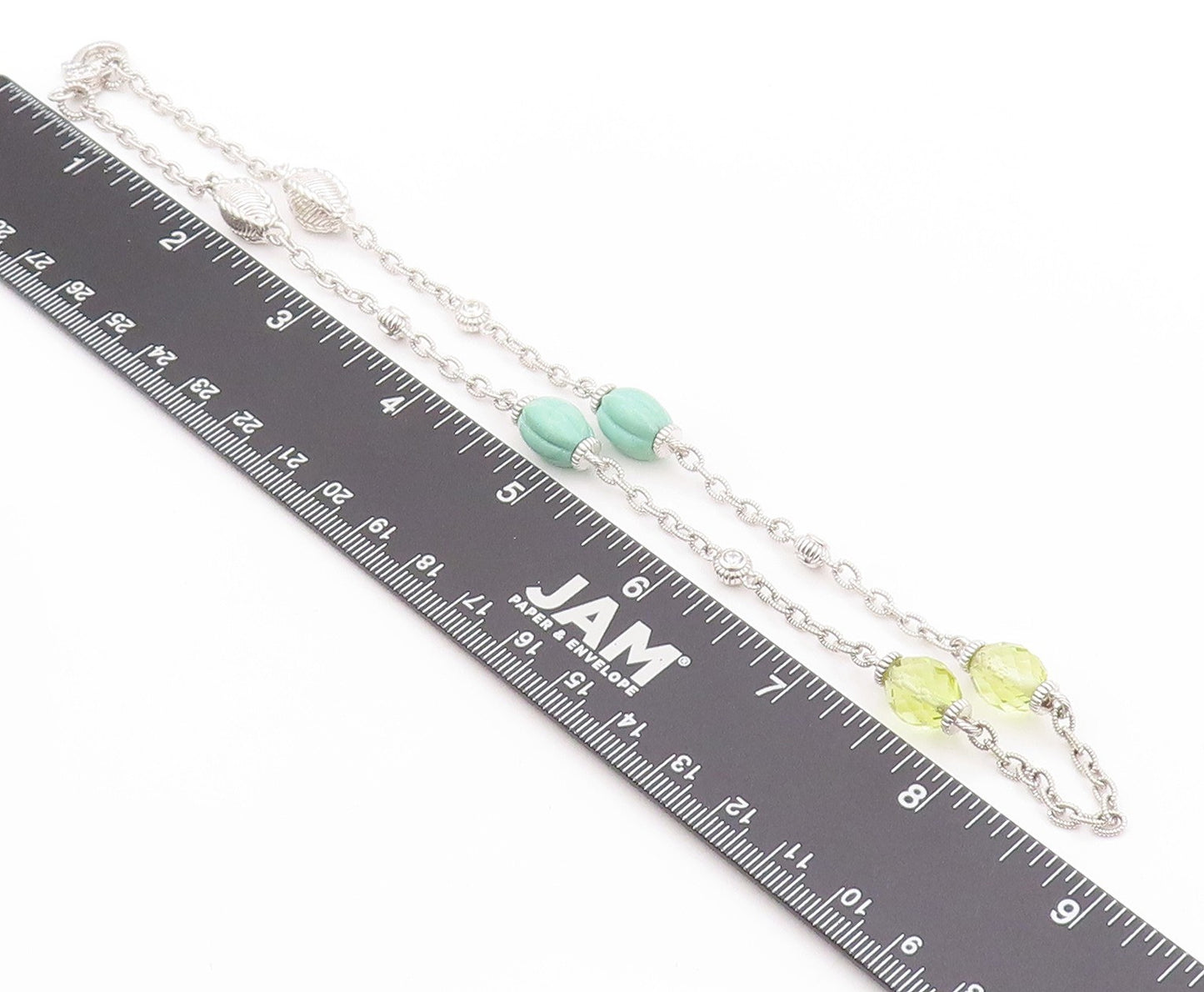 925 Sterling Silver Vintage Necklace JUDITH RIPKA Turquoise Citrine Chain NE4555