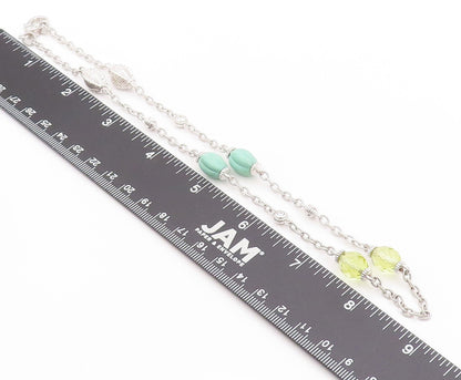925 Sterling Silver Vintage Necklace JUDITH RIPKA Turquoise Citrine Chain NE4555