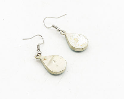 925 Sterling Silver  Vintage  Turquoise Om Symbol Dangle Earrings   EG5224