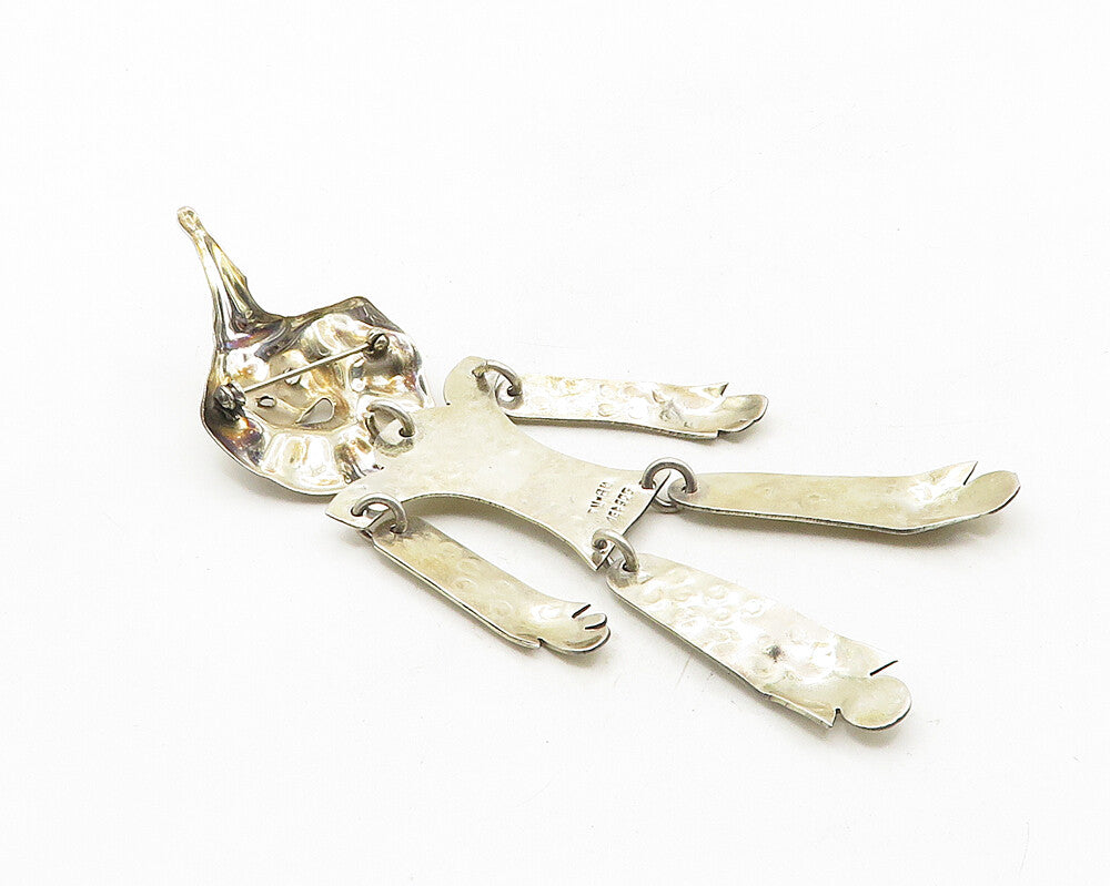 MEXICO 925 Sterling Silver  Vintage Shiny Happy Clown Motif Brooch Pin  BP4111