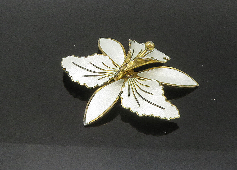 AKSEL HOLMSEN NORWAY 925 Silver  Vintage Enamel Flower Brooch Pin  BP8807