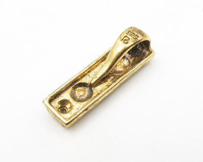 ROSS SIMON 925 Silver  Vintage Genuine Diamonds Two Tone Bar Pendant  PT10997