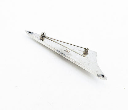 925 Sterling Silver  Vintage Shiny Smooth Hollow Pointed Brooch Pin  BP1497