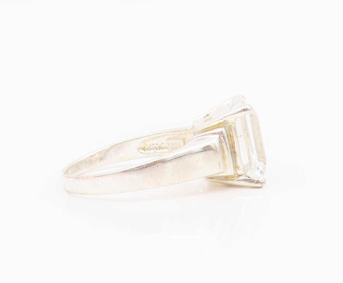 925 Sterling Silver Vintage Ring Minimalist Step Cut Rectangle CZ  Sz 10 RG33039