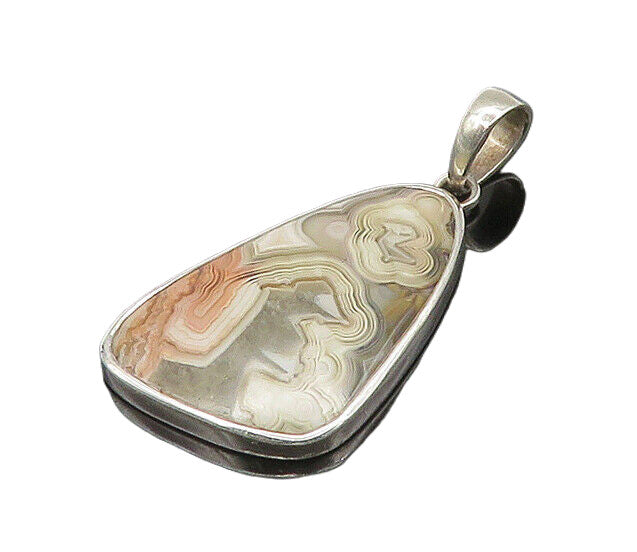 925 Sterling Silver  Vintage Agate Shiny Bail Pendant  PT17630