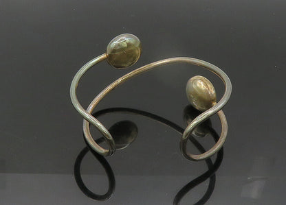 925 Sterling Silver  Vintage Dark Tone Hollow Ends Cuff Bracelet   BT8590