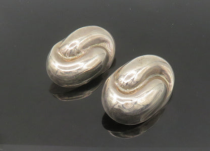 MEXICO 925 Silver  Vintage Swirl Dome Heavy Non Pierce Earrings  EG10512