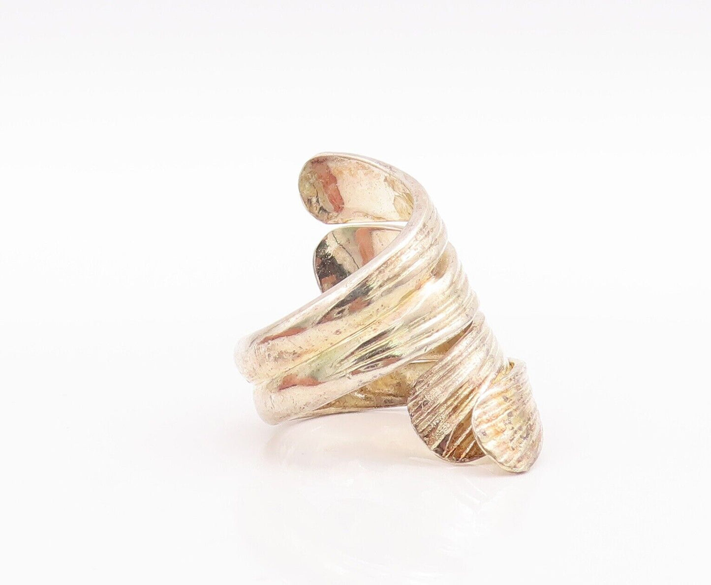 925 Sterling Silver Vintage Ring JACMEL Rough Surface Cutout Bypass Sz 7 RG28640