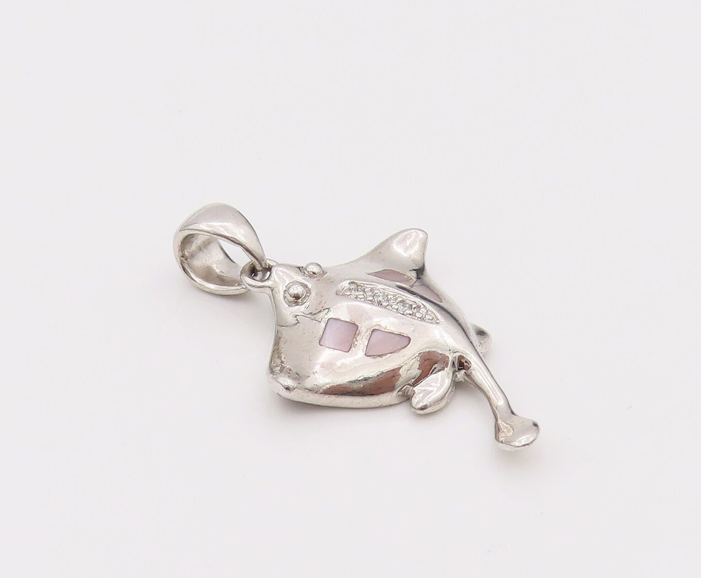 925 Sterling Silver  Vintage Mini Stingray Diamond Spine Pendant PT22040