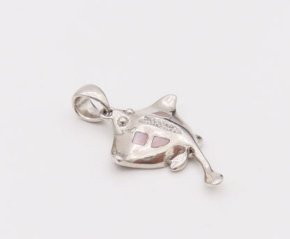 925 Sterling Silver  Vintage Mini Stingray Diamond Spine Pendant PT22040