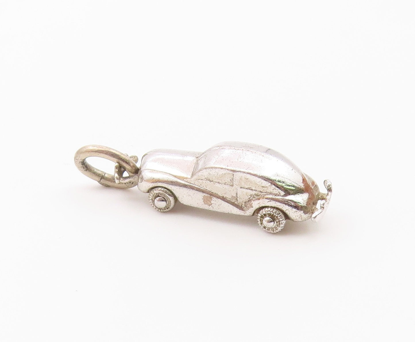 925 Sterling Silver  Vintage Shiny Smooth Petite Car Drop Pendant  PT16393