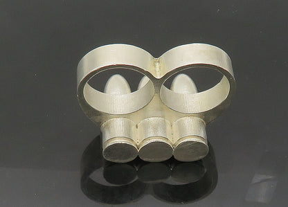 925 Sterling Silver Vintage Heavy Large Bullets 2 Finger Band Ring Sz 10 RG21344