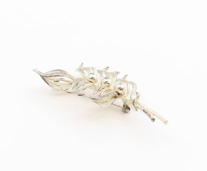 FORSTNER 925 Sterling Silver  Vintage Shiny Floral Leaves Brooch Pin  BP8328