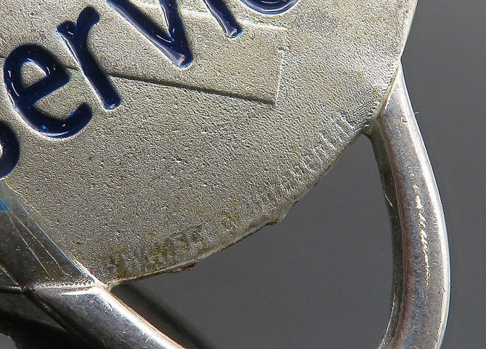 925 Sterling Silver  Vintage Enamel N Initial Round Heavy Key Chain  TR2940