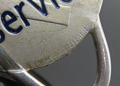 925 Sterling Silver  Vintage Enamel N Initial Round Heavy Key Chain  TR2940