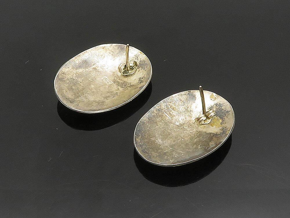925 Silver & 18K GOLD  Vintage Beaded Oval Shaped Drop Earrings  EG11650