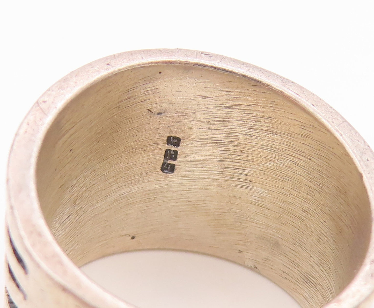 925 Sterling Silver Vintage Ring Modernist Wave Statement Band  Sz 8  RG36116