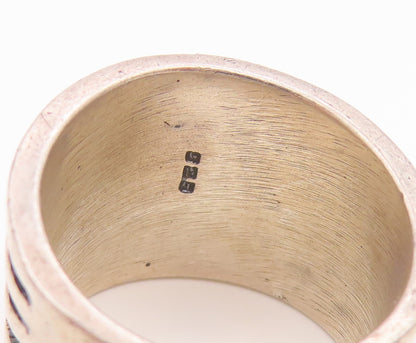 925 Sterling Silver Vintage Ring Modernist Wave Statement Band  Sz 8  RG36116