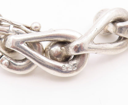 925 Sterling Silver Vintage Necklace Interlocking Bead Loop Link Heavy  NE4841