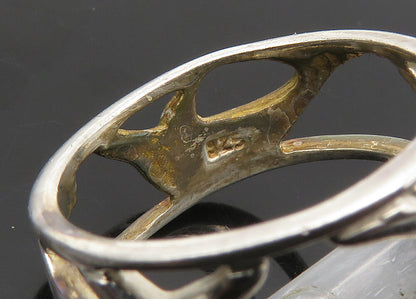 925 Sterling Silver  Vintage Shiny Dolphin Motif Band Ring Sz 7  RG21834