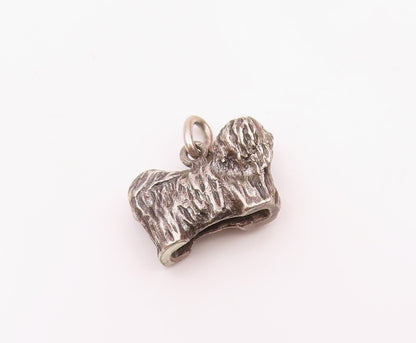 925 Sterling Silver  Vintage Bearded Collie Dog Charm Pendant  PT21332