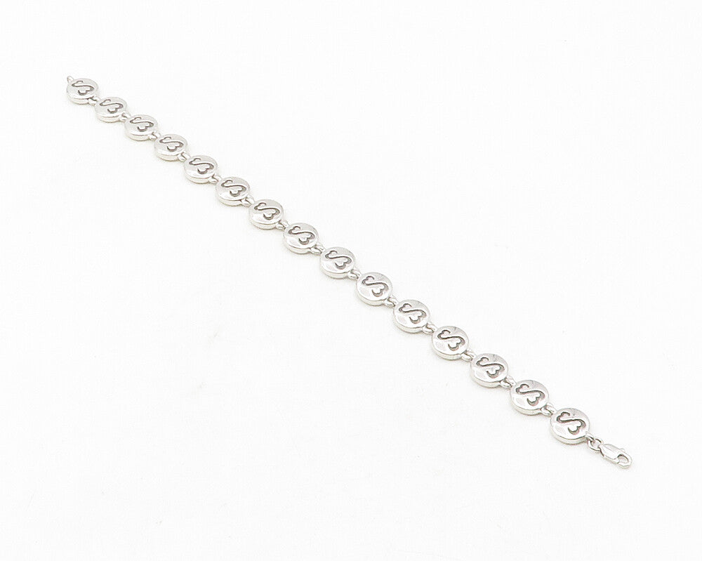 925 Sterling Silver  Shiny Cutout Infinity Love Heart Chain Bracelet  BT4735