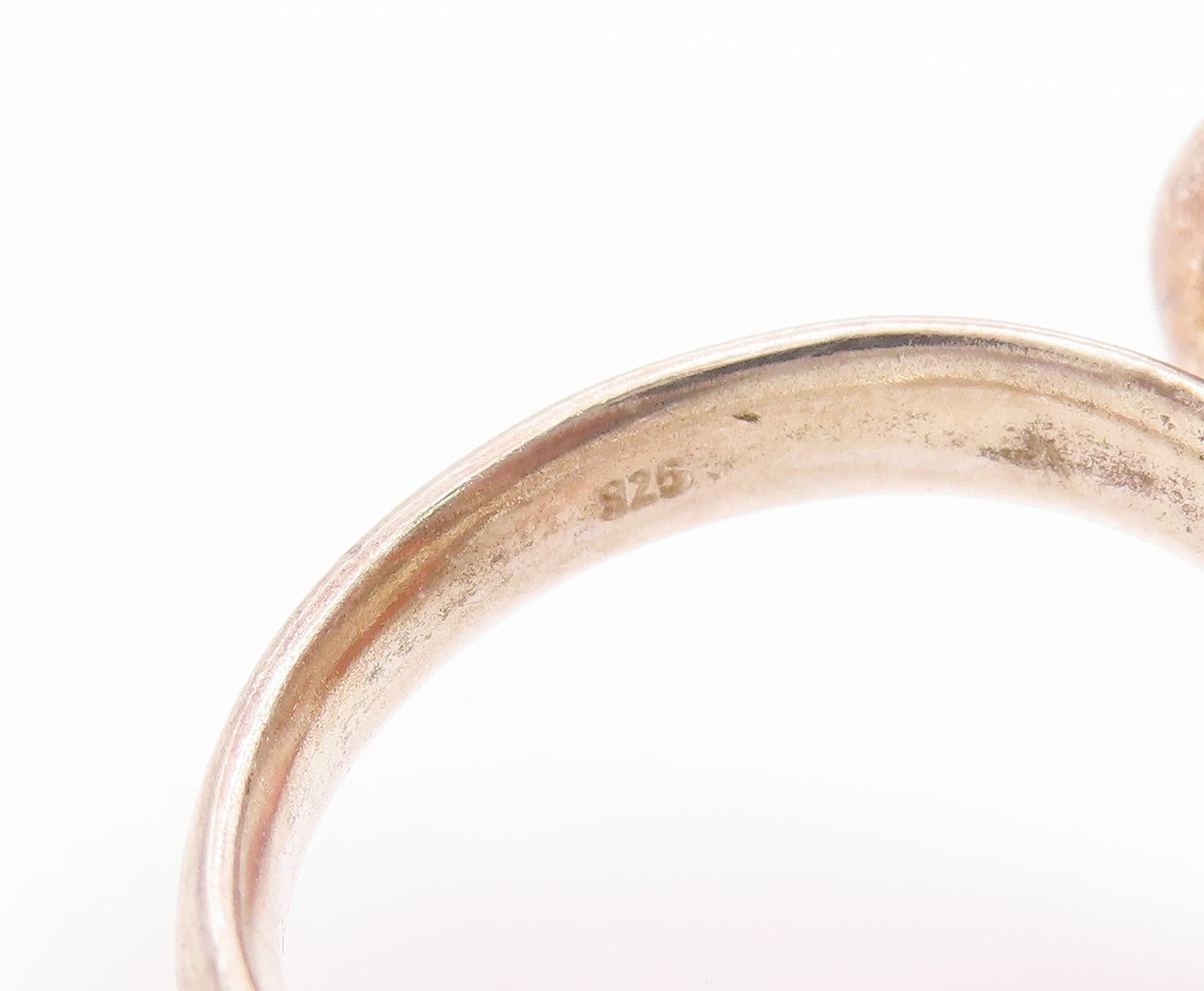 925 Sterling Silver Vintage Ring Large Cabochon Honey Amber Band  Sz 10  RG34000