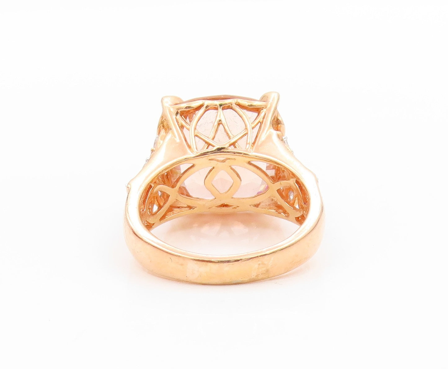 925 Sterling Silver Vintage Ring Gold Plated CZ Elegant Leaf Band  Sz 7  RG34724