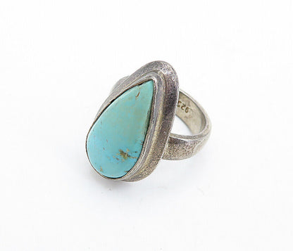 925 Sterling Silver  Vintage Turquoise Tear Drop Cocktail Ring Sz 6  RG6169