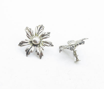 925 Sterling Silver  Vintage Sculpted Flower Non Pierce Drop Earrings  EG2352