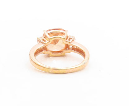 925 Sterling Silver Vintage Ring Rose Gold Plated Morganite CZ  Sz 7  RG31568