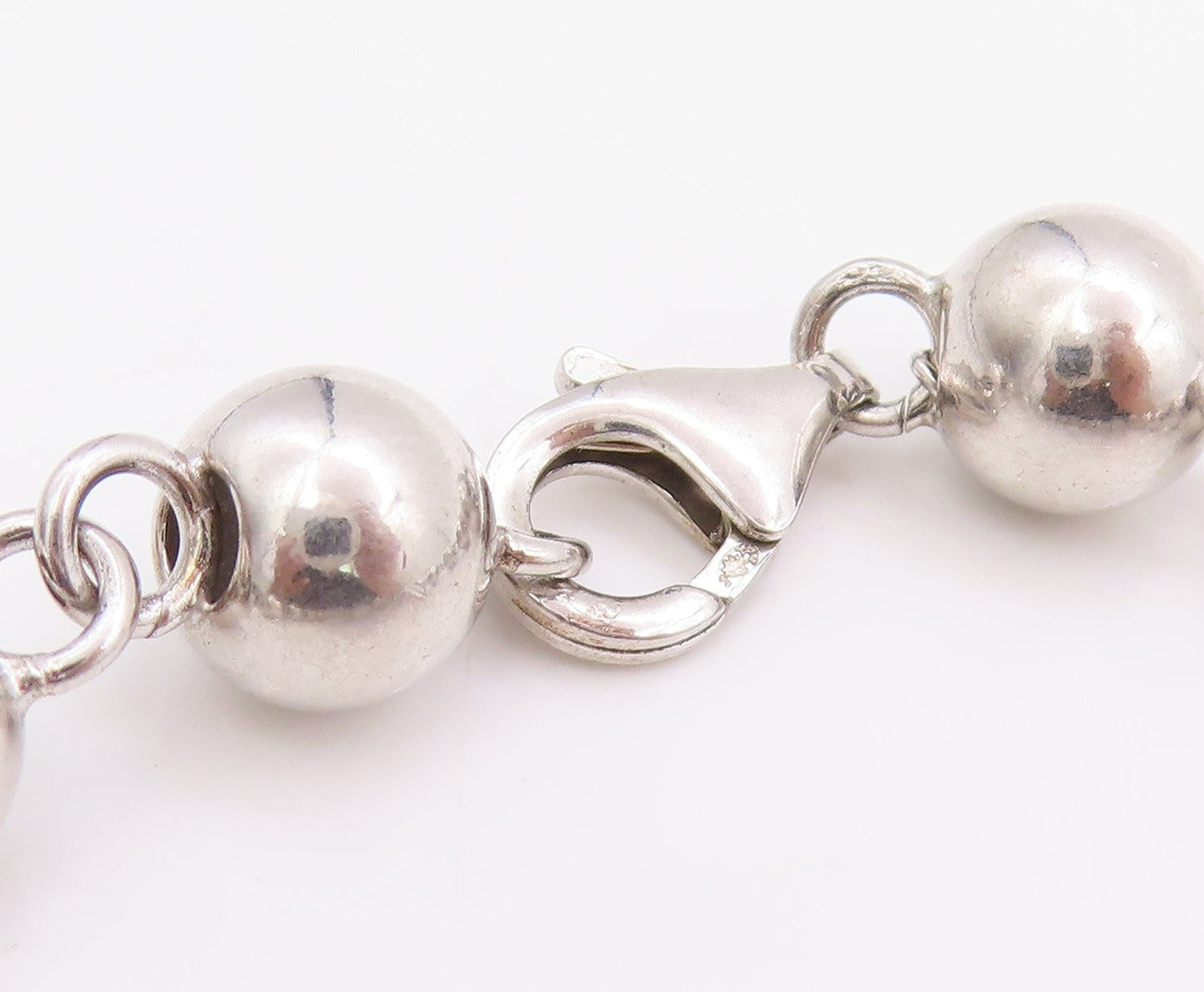 925 Sterling Silver Vintage Necklace Geometric Sphere Beaded Link Chain  NE4670