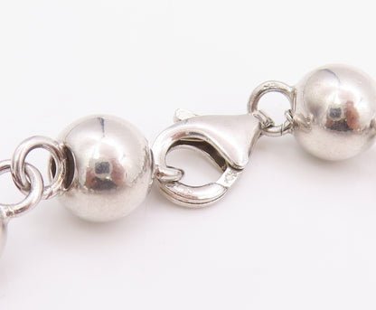 925 Sterling Silver Vintage Necklace Geometric Sphere Beaded Link Chain  NE4670