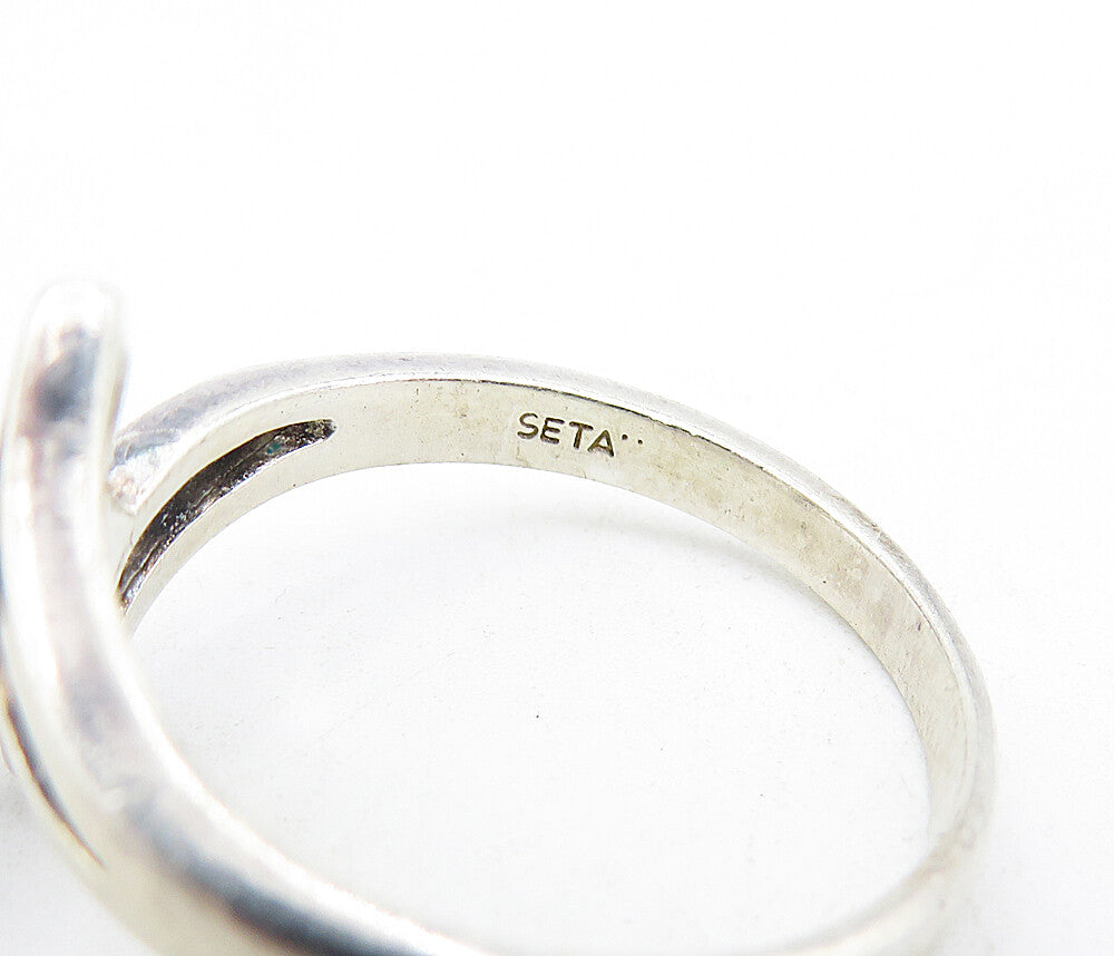 SETA 925 Sterling Silver  Vintage Cubic Zirconia Solitaire Ring Sz 9.5  RG6082