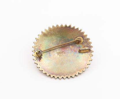 ISRAEL 925 Silver  Vintage Cabochon Cut Rose Quartz Floral Brooch Pin  BP7641