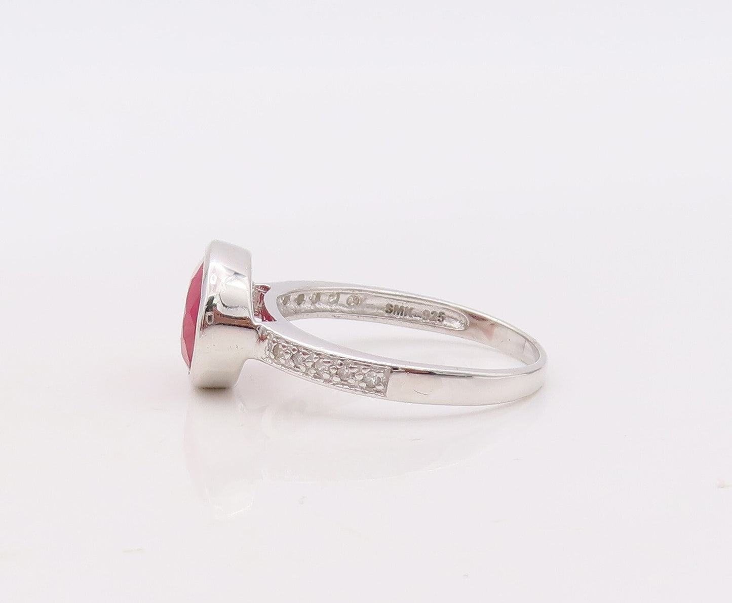 925 Sterling Silver Vintage Ring Stackable Diamonds & Gemstone  Sz 7.5  RG29903