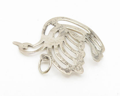 925 Sterling Silver  Vintage Shiny Cutout Swan Motif Drop Pendant  PT8584
