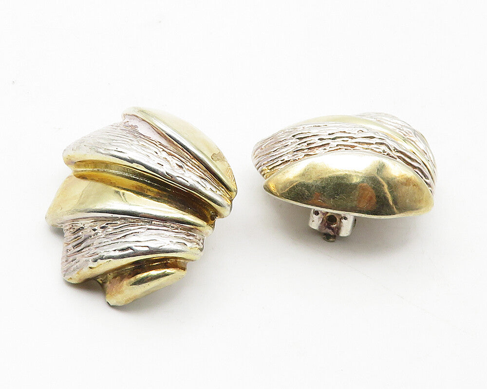 BATAMI ISRAEL 925 Sterling Silver  Vintage 2 Tone Non Pierce Earrings  EG5898