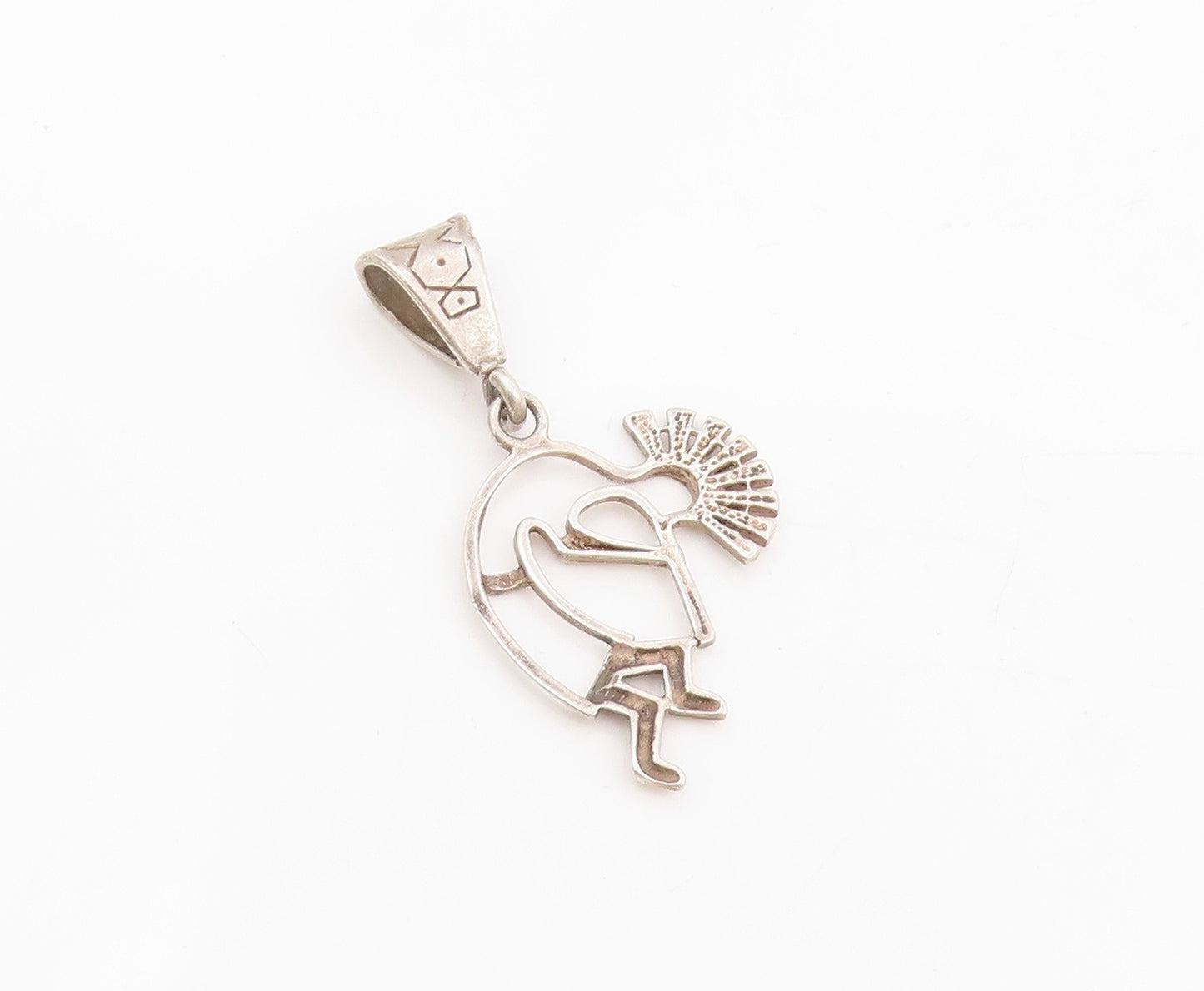 925 Sterling Silver Vintage Pendant Kokopelli Flute Player Outline Charm PT25512