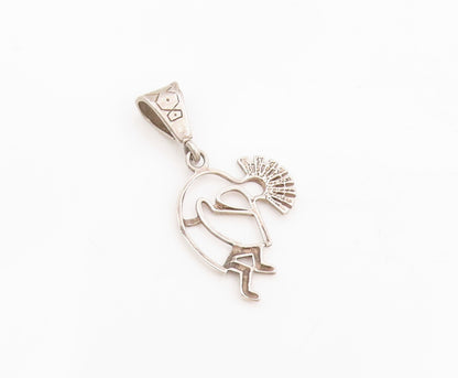 925 Sterling Silver Vintage Pendant Kokopelli Flute Player Outline Charm PT25512